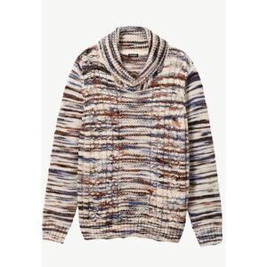 NWT Desigual Men's Unisex Desigual Chimney Neck Sweater - Multicolor Cable Knit